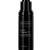The image shows a sleek black bottle with a pump dispenser labeled "Revision Skincare, Retinol Complete 1.0" for reducing fine lines and wrinkles.