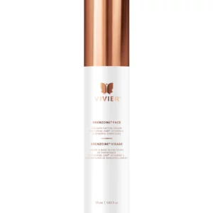 This image shows a sophisticated skincare product with a white label and copper-colored cap, featuring the brand "Vivier" and information about the cream's properties.