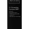 This image shows a sleek black product packaging for 'Revision Skincare C+ Correcting Complex 30%' with the size labeled as 1 FL OZ or 30 mL.
